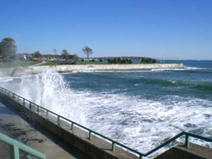 Waves breaking at Lynn Shore Drive, Lynn, MA